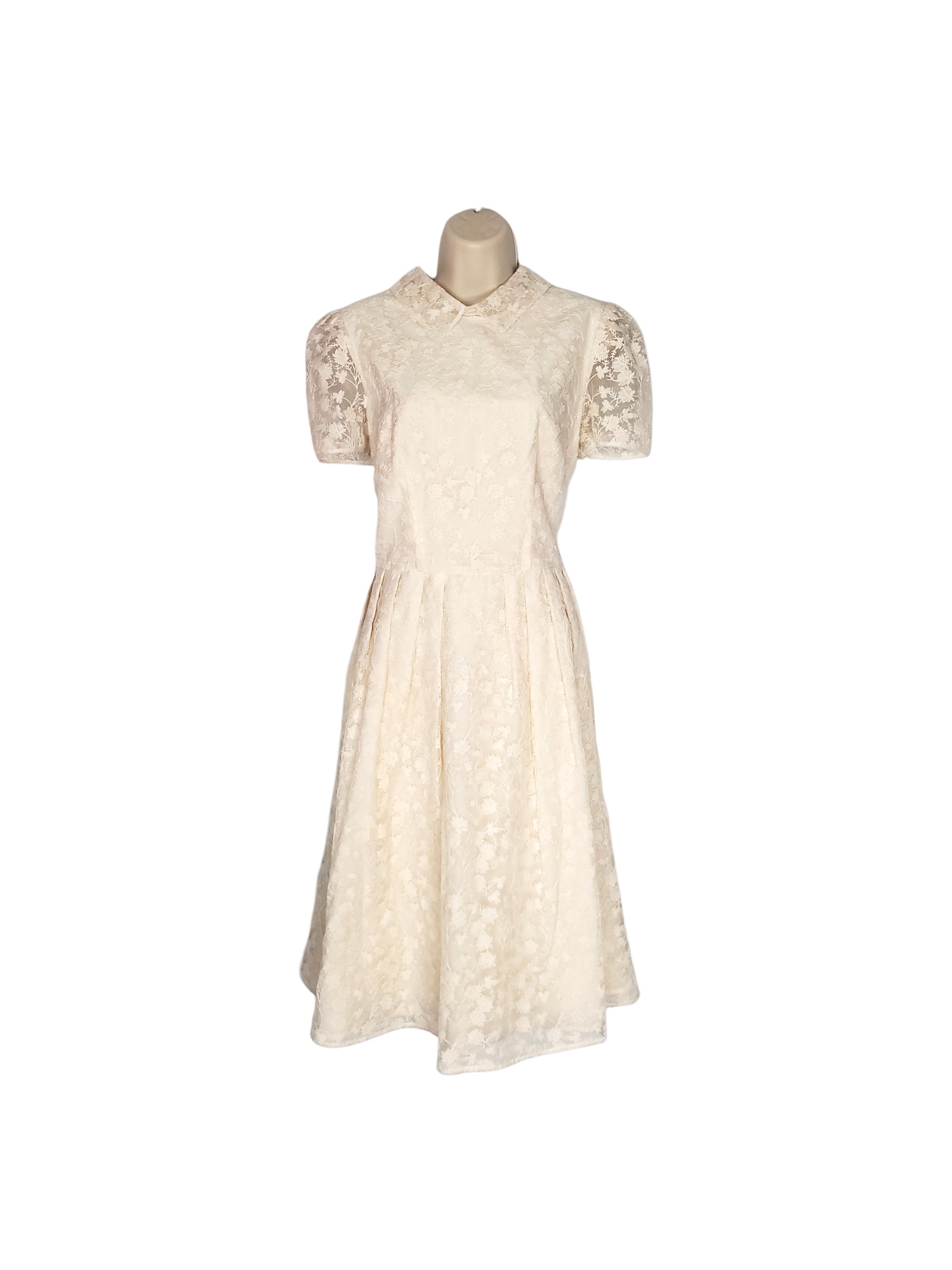 Gal Meets Glam Amelia Embroidered Fit & Flare Dress Cream Ivory Wedding Size 8